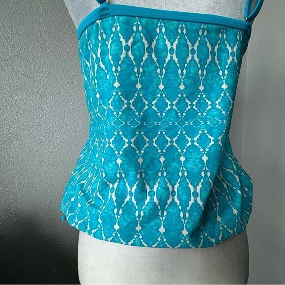 Ocean Avenue Swimwear Tankini Turquoise Blue White SZ M - Picture 7 of 15
